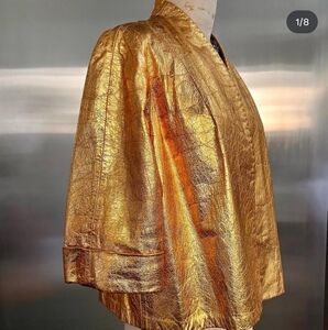 1950s Gold Lame Leather Women's Jacket